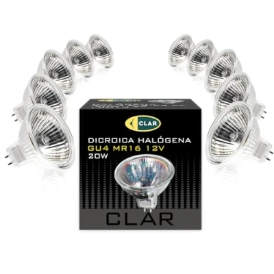 Afbeelding van CLAR Halogen Bulb, GU4 Halogen, 12 Volt Bulbs, 12V Spotlights, Spotlight, MR11 20W (Pack 10)