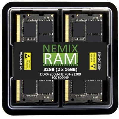 Afbeelding van NEMIX RAM 32 GB (2 x 16 GB) DDR4 2666 PC4 21300 ECC SODIMM Compatibel met Synology D4ECSO 16G Geheugen Upgrade Module door