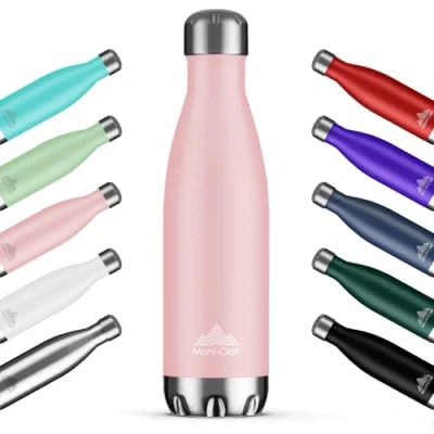 Afbeelding van Mont Clair H2O thermosfles, BPA vrij, roestvrijstalen fles, 750 ml, 24 uur koud en 12 warm, waterfles van staal, roze