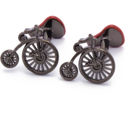 Afbeelding van Manchetknopen Eenwieler Fiets Velocipede Metaal en Rood
