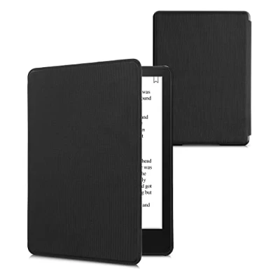Afbeelding van kwmobile flip cover compatibel met Amazon Kindle Paperwhite 11. Generation 2021 Case magnetische sluiting en handvat Hoes voor e reader in zwart