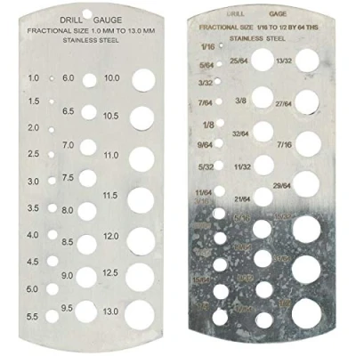 Afbeelding van Metrische en Imperial MM SAE Boor Grootte Meetmeter Set Gat Gids 2 st