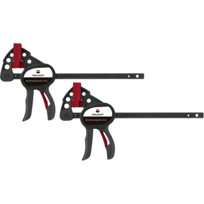 Afbeelding van TOOLCRAFT 1669393 Set van 2 mini eenhandklemmen 100 x 35 mm Spanbreedte (max.):100 Afmeting, lengte: 191 Afm. werkbereik:35