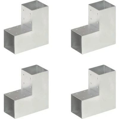 Afbeelding van vidaXL Paalverbindingen 4 st L vorm 91x91 mm gegalvaniseerd metaal
