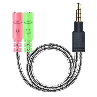 Afbeelding van MillSO Hoofdtelefoonadapter splitter 3,5 mm audio jack Y kabel (3,5 stereo plug naar 2 x aansluiting) voor PC gaming headset (niet twee hoofdtelefoons), PS4, Xbox One, smartphones