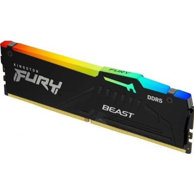 Afbeelding van Kingston FURY Beast Zwart RGB XMP 16GB 6400MT/s DDR5 CL32 DIMM Desktop Gaming Geheugen Enkelvoudig KF564C32BBA 16
