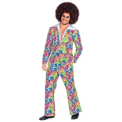 Afbeelding van Widmann Hippie Kostuum Vrolijke Kleurige Symbolen Man Multicolor XL Carnavalskleding Verkleedkleding