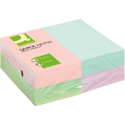 Afbeelding van Q CONNECT Quick Notes, ft 76 x 127 mm, 100 vel, pak van 12 blokken in pastelkleuren memoblok