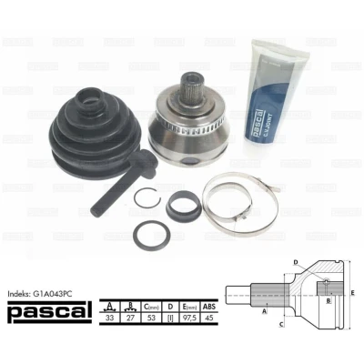 Afbeelding van Homokineet reparatie set, aandrijfas PASCAL G1A043PC
