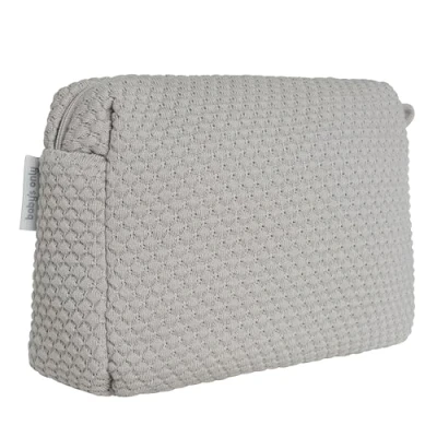 Afbeelding van Baby&#039;s Only Gebreide baby toilettas Luieretui Sky Urban Taupe 25x10x20 cm Met ritssluiting