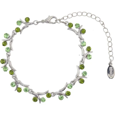 Afbeelding van Behave Zilver kleurige takjes armband met groene stenen