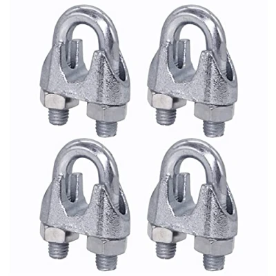 Afbeelding van (Pack van 4 stuks) Draadkabelklemmen M12, Kabelklemmen, DIN 741, Stalen Klem voor Ø 16 mm Draadkabel, U Bolt Zadel (4 stuks, M12 mm)