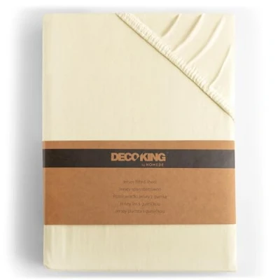 Afbeelding van DecoKing Hoeslaken 100% katoen Jersey boxspring Crème 80x200 90x200 Amber