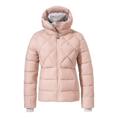 Afbeelding van Schöffel Dames Ins Jacket Boston L, warme winterjas van gerecyclede materialen, lichte gewatteerde jas met capuchon, winddicht en waterafstotend, mushroom, 46