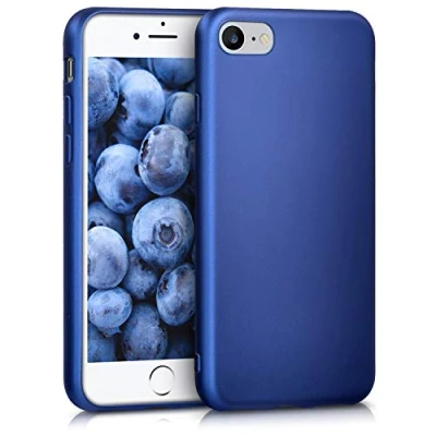 Afbeelding van kwmobile telefoonhoesje geschikt voor Apple iPhone SE (2022) / (2020) 8 7 Hoesje smartphone Back cover in metallic blauw