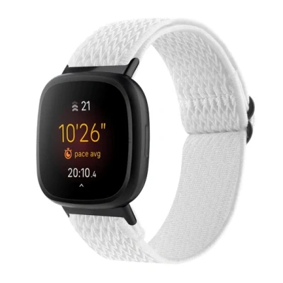 Afbeelding van Fitbit Versa 3/4 &amp; Sense 1/2 Nylon loop bandje Wit