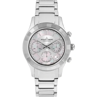 Afbeelding van Jacques Lemans Venice Chronograaf, Dames, Maat: One Size, Steel white