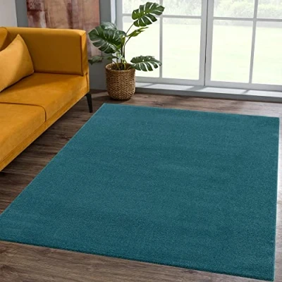 Afbeelding van SANAT Laagpolig tapijt voor de woonkamer, effen moderne tapijten slaapkamer, werkkamer, kantoor, hal, kinderkamer en keuken, donkerblauw, 60 x 110 cm