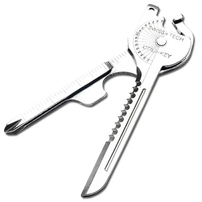 Afbeelding van RYHHH 7 in 1 Upgraded Multi Tool Key, Multifunctionele Sleutelhanger Kan Worden Gebruikt Als Sleutelhanger, Liniaal, Hoekliniaal, Schroevendraaier, Mes, Flessenopener, Zaagtand, Mannencadeau