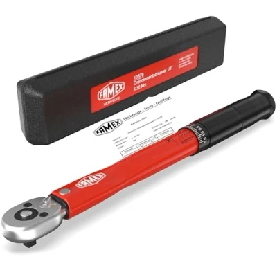 Afbeelding van FAMEX 10878 Momentsleutel, 1/4 inch (6,3 mm), aandrijving 5 30 Nm, voor meting in beide draairichtingen, fiets, e bike, auto, fijnmechaniek, getest, klein