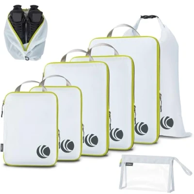 Afbeelding van Cipway Compressie verpakking kubussen, ultralichte reisbagage organizer sets uitbreidbare reisbenodigdheden voor handbagage (wit, 8 stuks)