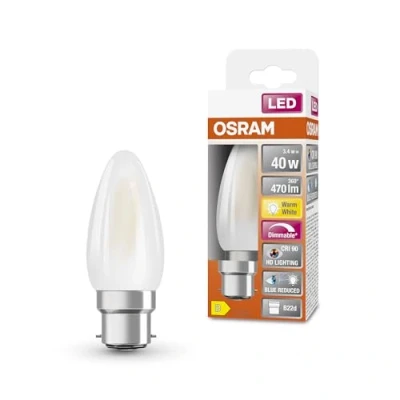 Afbeelding van OSRAM Superstar dimbare LED lamp met bijzonder hoge kleurweergave (CRI90), B22d basis matglas,Warm wit (2700K), 470 Lumen, substituut voor 40W verlichtingsmiddel dimbaar, 1 Pak