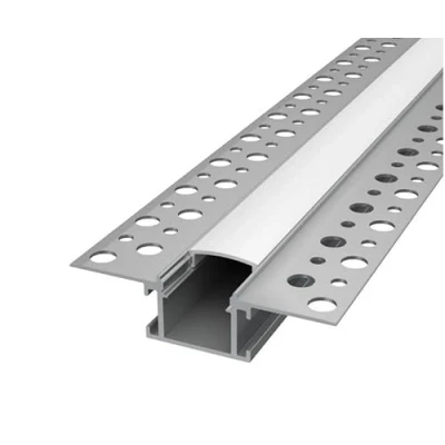 Afbeelding van Aluminium inbouwprofiel voor gipsplaten ledstrips + afdekking (gipsplaten 14 1 m matte afdekking)