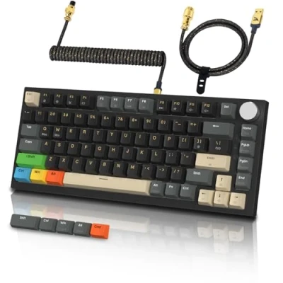 Afbeelding van ATTACK SHARK K85 Mechanisch gamingtoetsenbord met spiraalkabel, aanpasbaar reactiegedrag, magneetschakelaar, Apex Pro TKL RGB Gasket toetsenbord QWERTY draaiknop, ondersteunt DKS/MT/TGL, voor PC /
