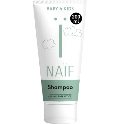 Afbeelding van Naïf, Voedende Shampoo voor Baby &amp; Kids, Reinigt het haar en de gevoelige hoofdhuid, prikt niet in ogen, met natuurlijke ingredi﻿ënten, zoals kokosolie katoenzaadolie, 100% Vegan, 200ml