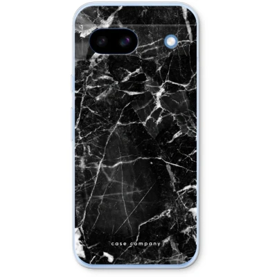 Afbeelding van Case Company® hoesje geschikt voor Google Pixel 8a Zwart Marmer Soft Cover Telefoonhoesje Bescherming aan alle Kanten en Schermrand