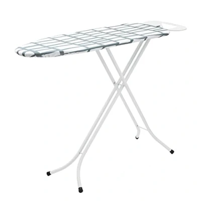 Afbeelding van PIFCO Verstelbare medium strijkplank 110 x 34cm opvouwbare 100% katoenen hoes grijs rasterontwerp strijktafel