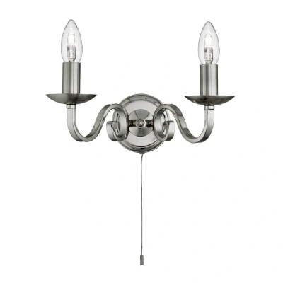 Afbeelding van Searchlight Klassieke wandlamp Richmond 2 lichts mat zilver 1502 2SS