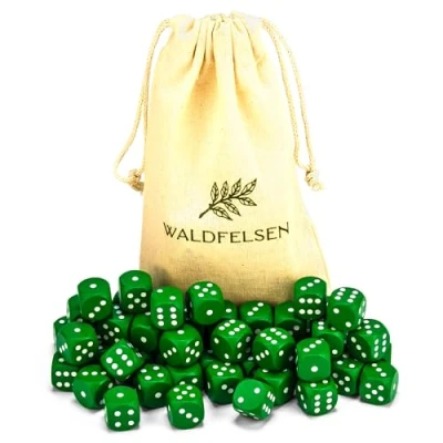 Afbeelding van Waldfelsen 6, 12, 20, 30 of 50 hoogwaardige houten kubussen van echt beukenhout, 16 mm standaard dobbelstenen met stoffen zak, stuks