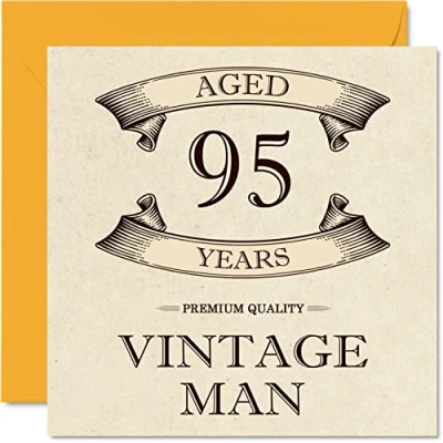 Afbeelding van Vintage 95e verjaardagskaarten voor mannen leeftijd 95 jaar leuke verjaardagskaart opa vader echtgenoot oom broer opa, 145 mm x wenskaarten,