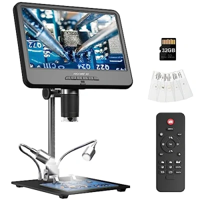Afbeelding van Andonstar AD210 10.1 Inch LCD Digitale Microscoop voor Volwassenen, Soldeermicroscoop Elektronica Reparatie, Muntmicroscoop Camera Volledige View Fout Munten met Licht, Biologische Slides