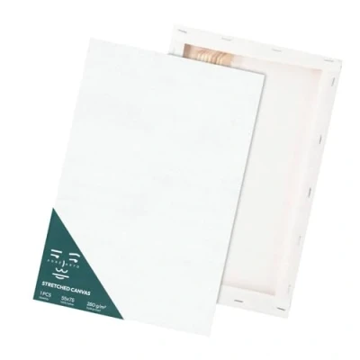 Afbeelding van Artnapi canvas op spieraam, om te beschilderen, 55 x 75 cm groot, leeg wit van 100% katoen, drievoudig geprimeerd, gewicht 280 g/m2, set voor volwassenen, kunstenaars en kinderen