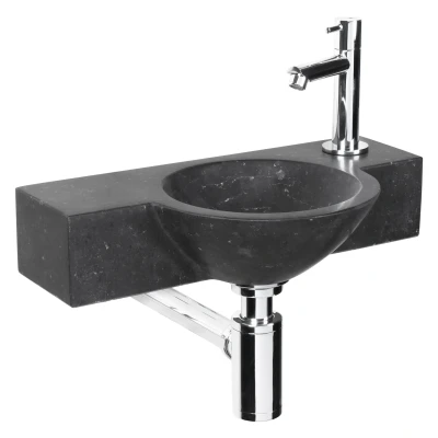 Afbeelding van Differnz Teti fonteinset 40cm natuursteen bombai black