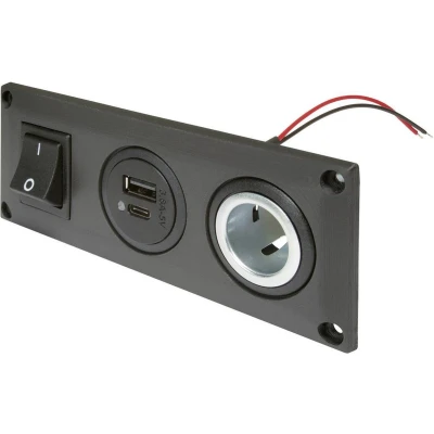 Afbeelding van ProCar 67346010 Inbouwstopcontact met USB C/A dubbel stopcontact schakelbaar + 1 power contactdoos Stroombelasting (max