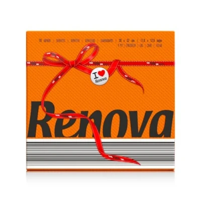 Afbeelding van Renova Red Label papieren servetten, oranje, 70 servetten