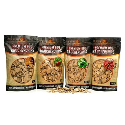 Afbeelding van grillart® Premium BBQ Rookchips Mix 4 delige XL set voor bijzondere rooksmaak zeer rookachtig rookhout/houtsnippers voordeelverpakking x 750 g zak