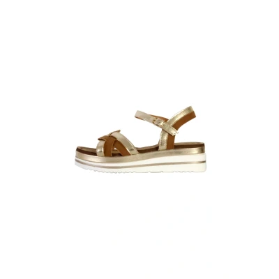 Afbeelding van Divine Factory Compensees A THE Sandalen met plateauzool, Dames, Maat: 36, Camel or Kunststof