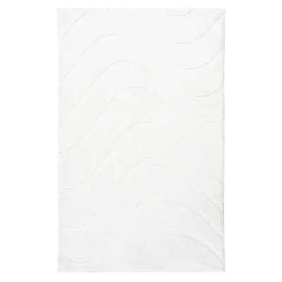 Afbeelding van Lina Luxe Badmat Fluffy Hotelkwaliteit Wasbaar &amp; Anti slip 100% Polyester, Soft Touch Wit 40x60 cm Rechthoek Polyester Tapijtenloods