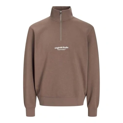 Afbeelding van Jack &amp; Jones Jorvesterbro Quarter ZIP HN Sweater, Heren, Maat: XL, Deep taupe