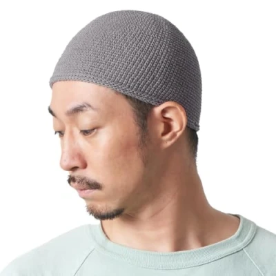 Afbeelding van CHARM Kufi Hat Mens Beanie Mannen Katoen Skull Cap Hand Made 2 Maten Islam, Grijs, M