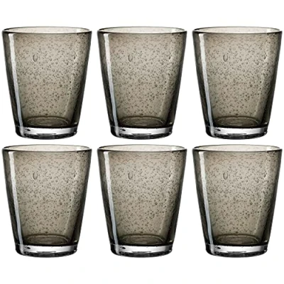 Afbeelding van Leonardo Burano 034760 Drinkglazen, 6 delige set, handgemaakte waterglazen, vaatwasmachinebestendige glazen, kleurrijke drinkbekers van glas, grijs, 330 ml