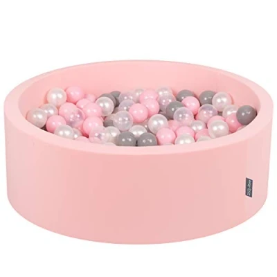 Afbeelding van KiddyMoon Schuim Ballenbak Voor Kinderen Met Ballen Ø 7 Cm Gemaakt In EU, Roze:Parel Grijs Transparant Poeder Roze,90X30cm/300