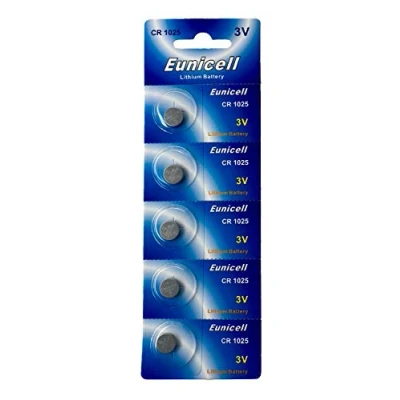 Afbeelding van 5 x CR1025 3V lithium knoopcel (1 blisterkaart met batterijen) wegwerp merkproduct. Eunicell