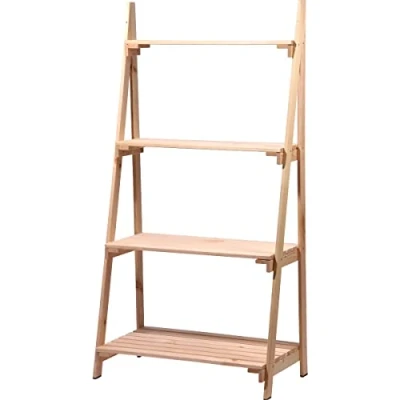 Afbeelding van dobar® 58465e Groot bloemenrek, 4 traps plantenrek, massief hout, bloemenladder, plantenstandaard, bloemenstandaard, multifunctioneel decoratief rek, etages, 75 x 39 146 cm, naturel