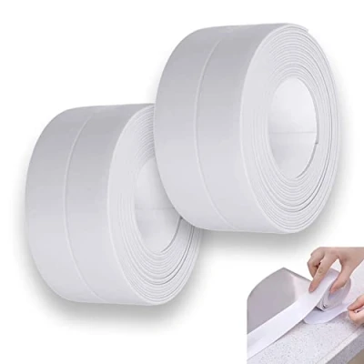 Afbeelding van Set van 2 stuks zelfklevende afdichtingstape, afdichtingstape waterdichte tape, keuken, badkamer, badkuip, spleetnaadafdichtingstape wit