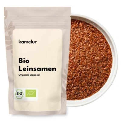Afbeelding van Kamelur biologisch lijnzaad, volledig (1 kg), bruin, zonder toevoegingen
